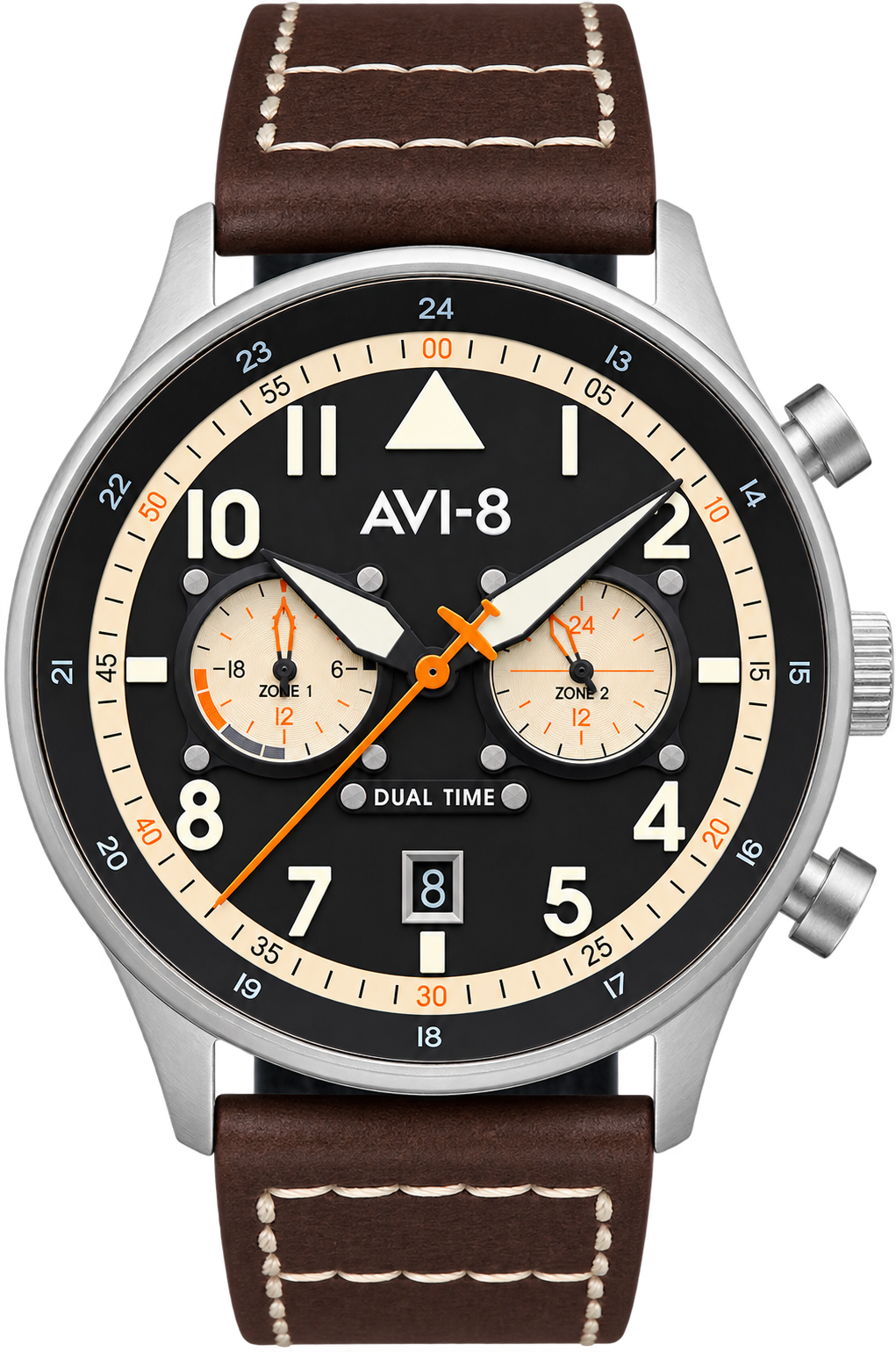 Hawker Hurricane Carey Dual Time Pilot Watch ブラックダイヤル・ブラウンストラップ