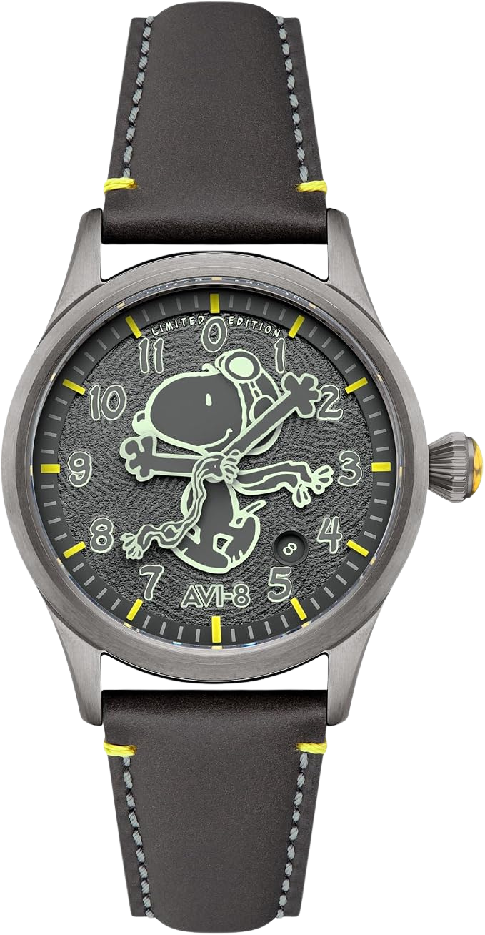 AVI-8 Flyboy Engineer Automatic Peanuts Snoopy Flying Ace Monotone Limited Edition Grey Glider