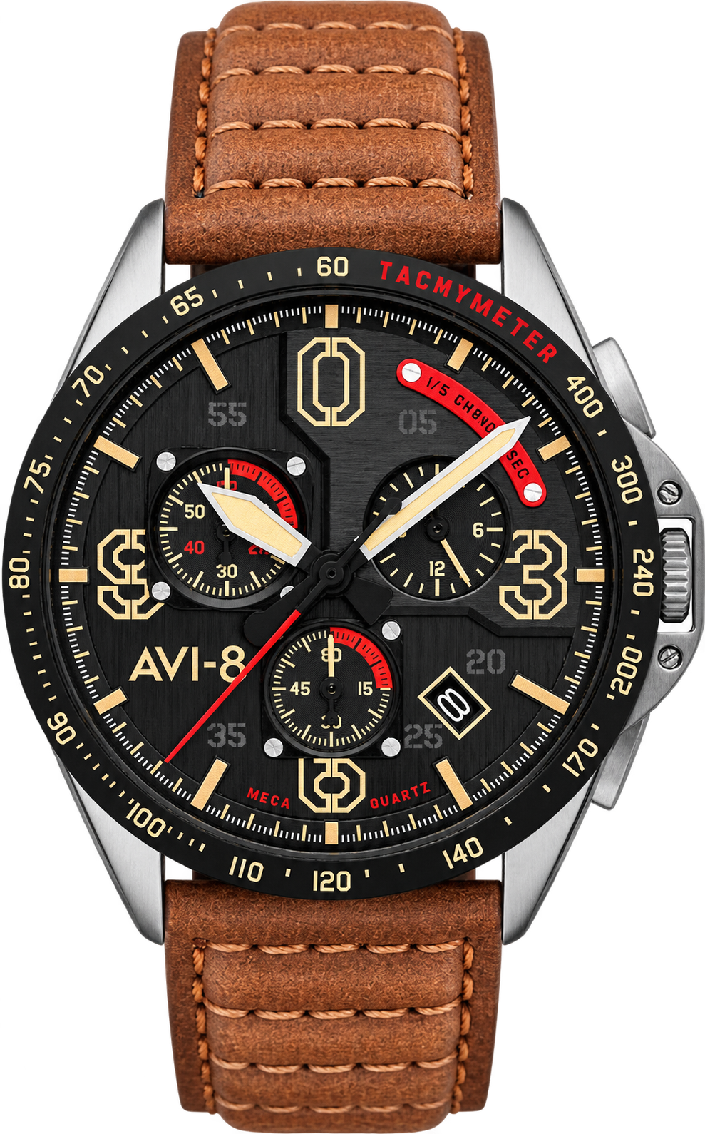 P-51 Mustang Blake Three Chronograph ブラウンレザーストラップ